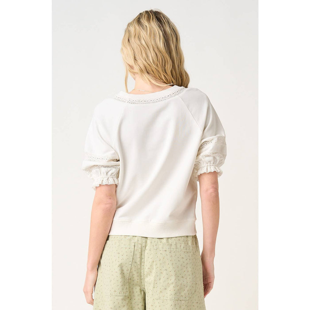 LACE DETAIL PUFF SLEEVE TOP
