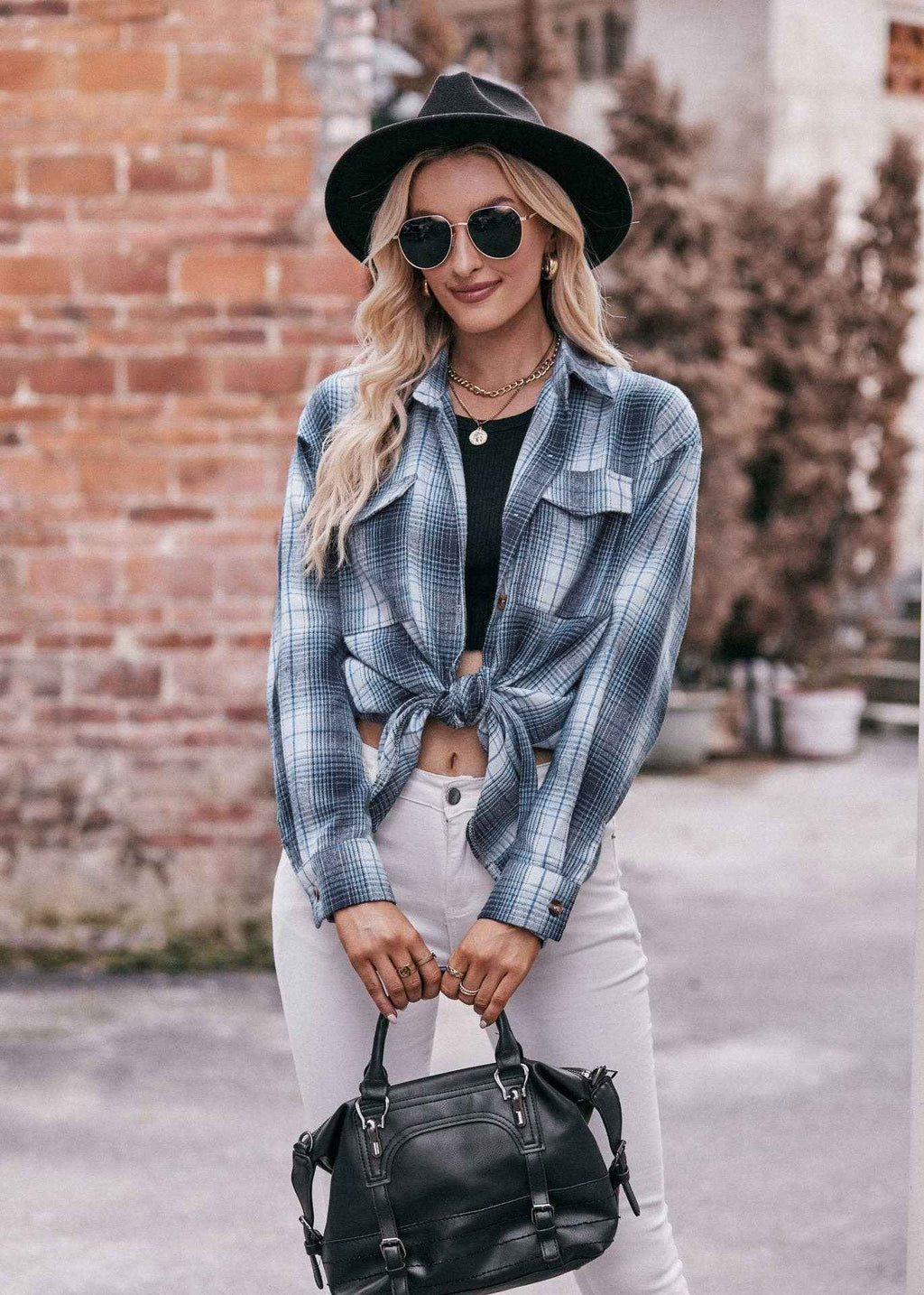 Women's Casual Fashion Oversized Loose Plaid Shirt