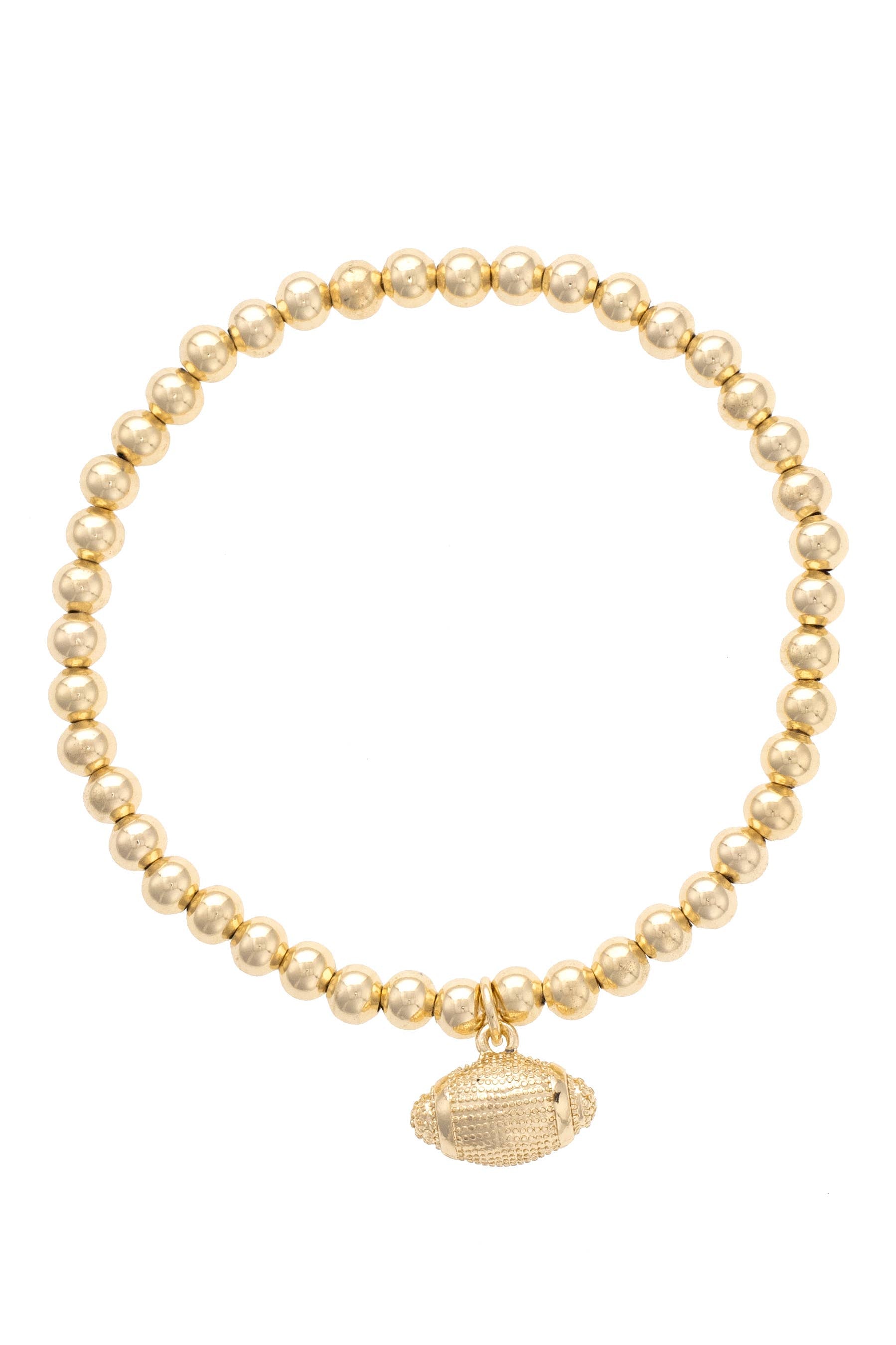 Football Ball Bead Stretch Bracelet in Shiny Gold - Birdie Lane Boutique