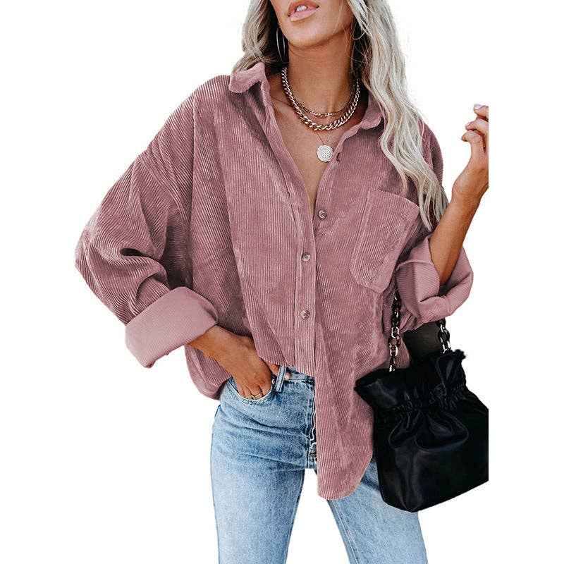 Oversized Corduroy Button-Up Shirt