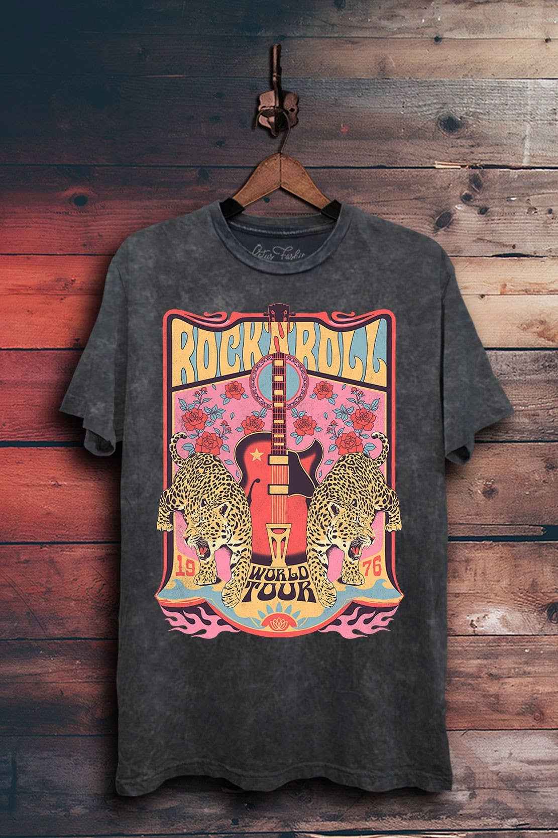 Rock Roll World Tour Leopard Graphic Top