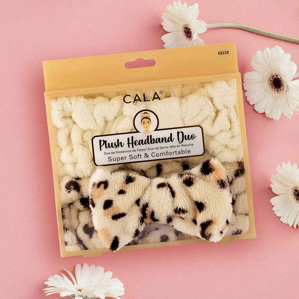 2PCS -Leopard Patterned Facial Headband Set