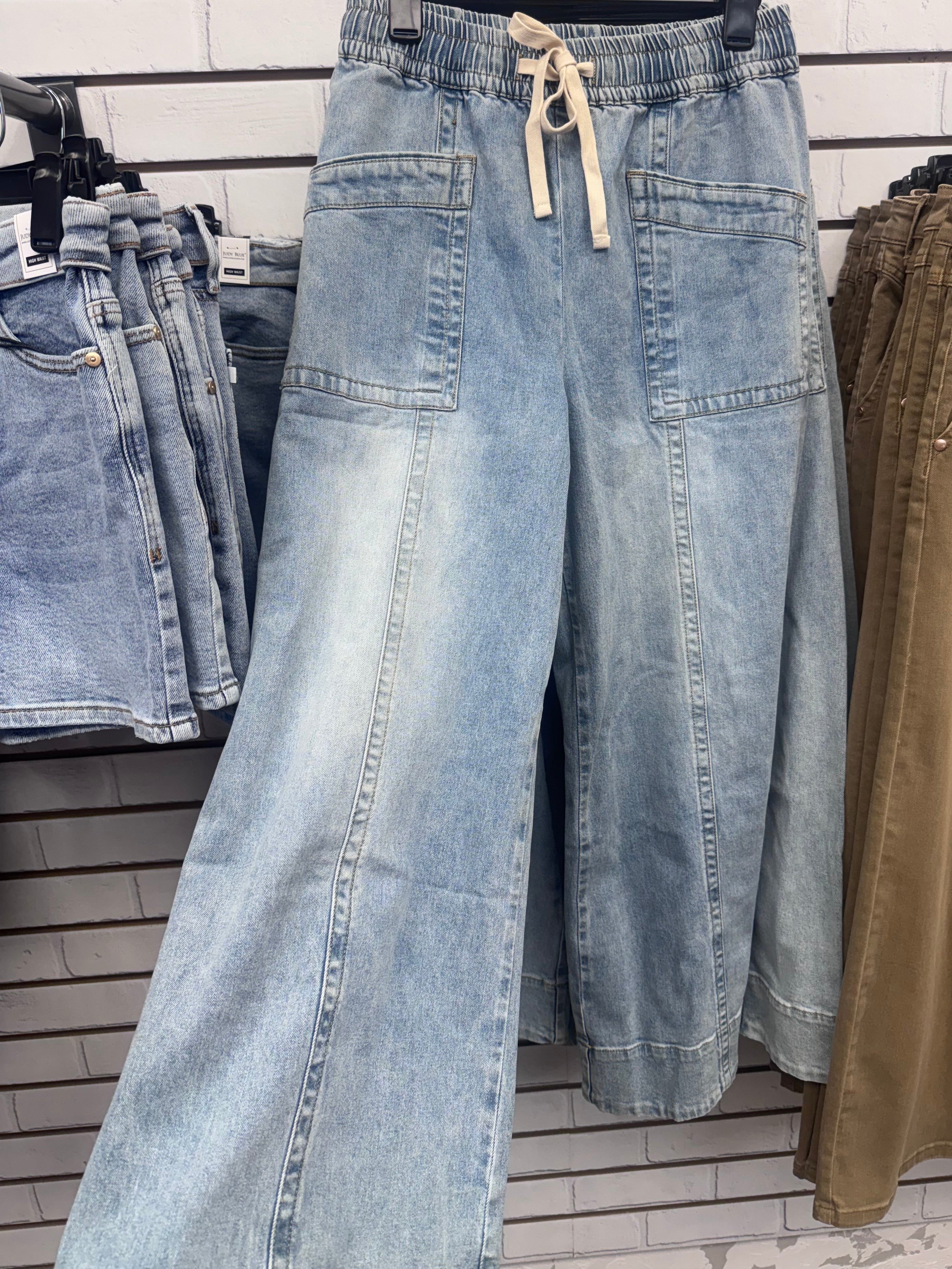 Light denim wide leg