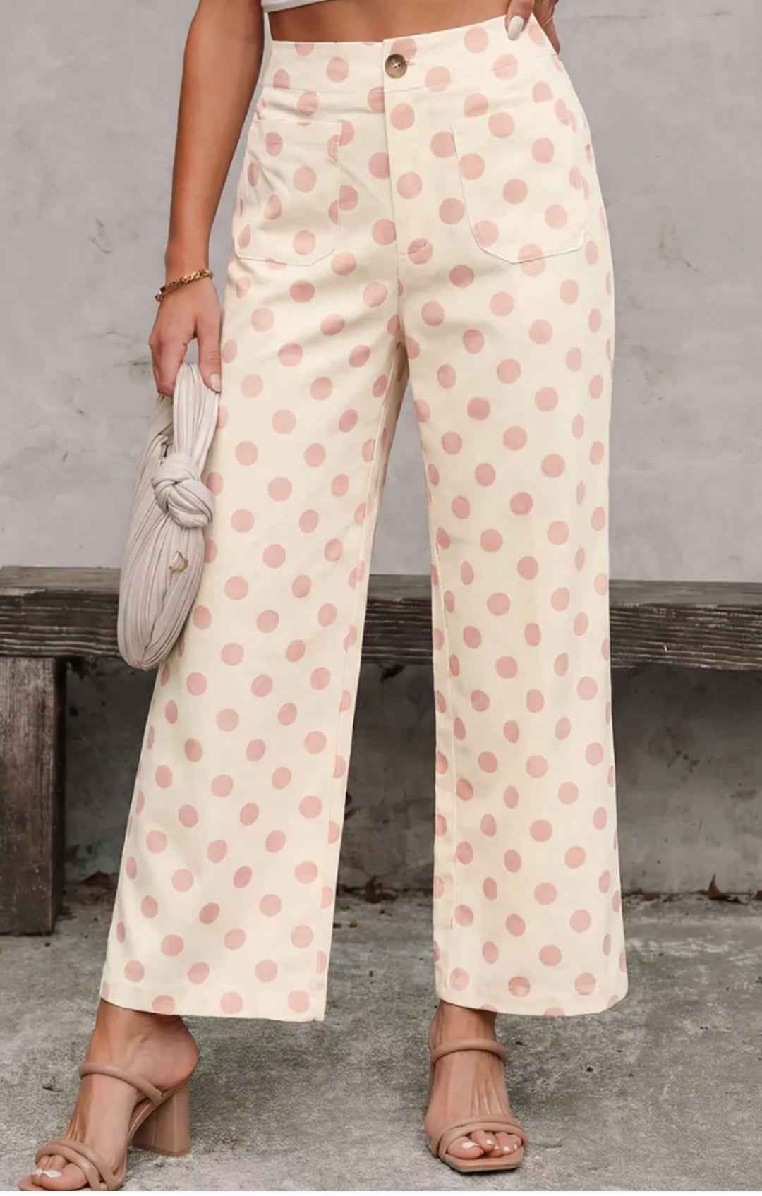 pink polka dot loose pants