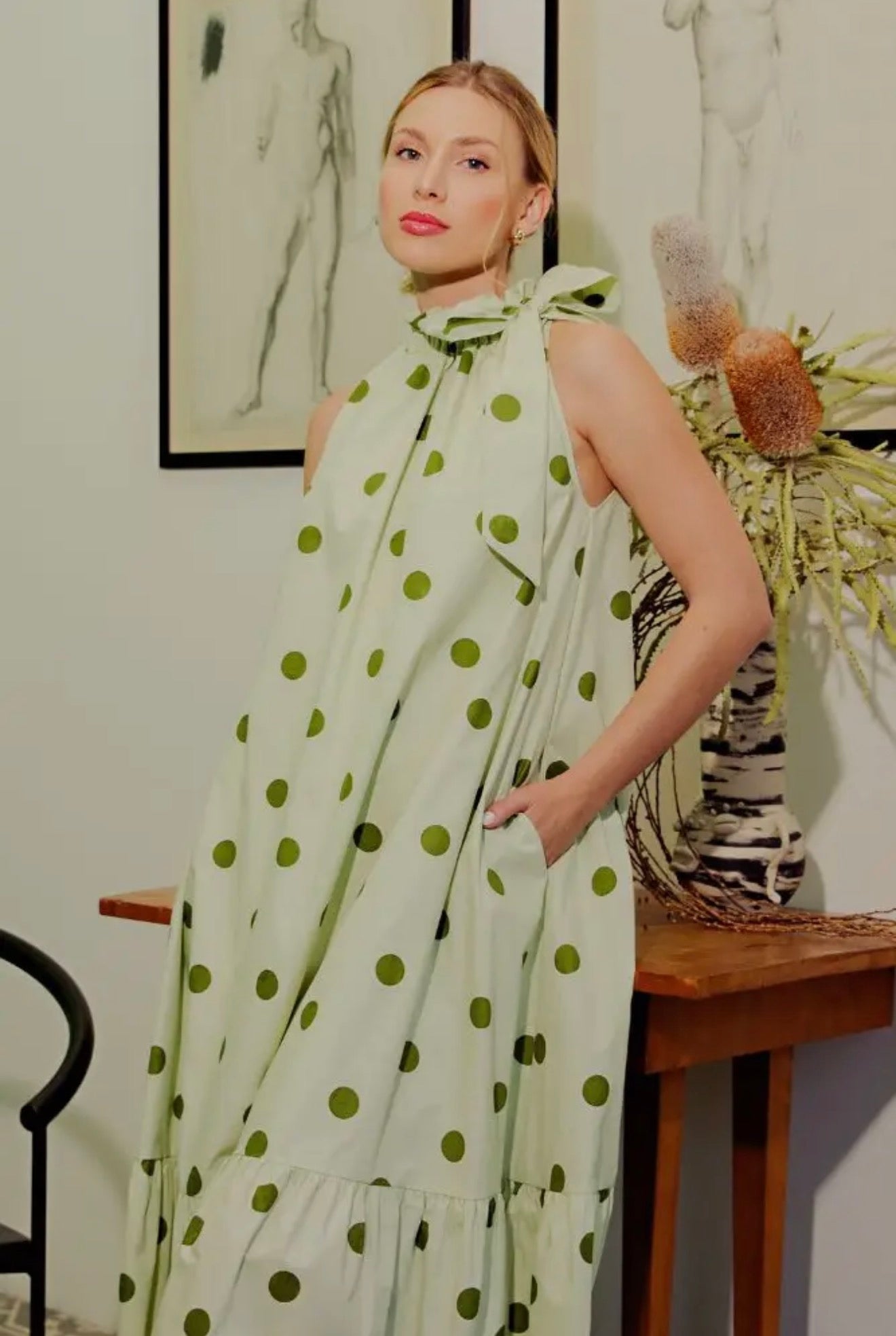 polkadot midi dress