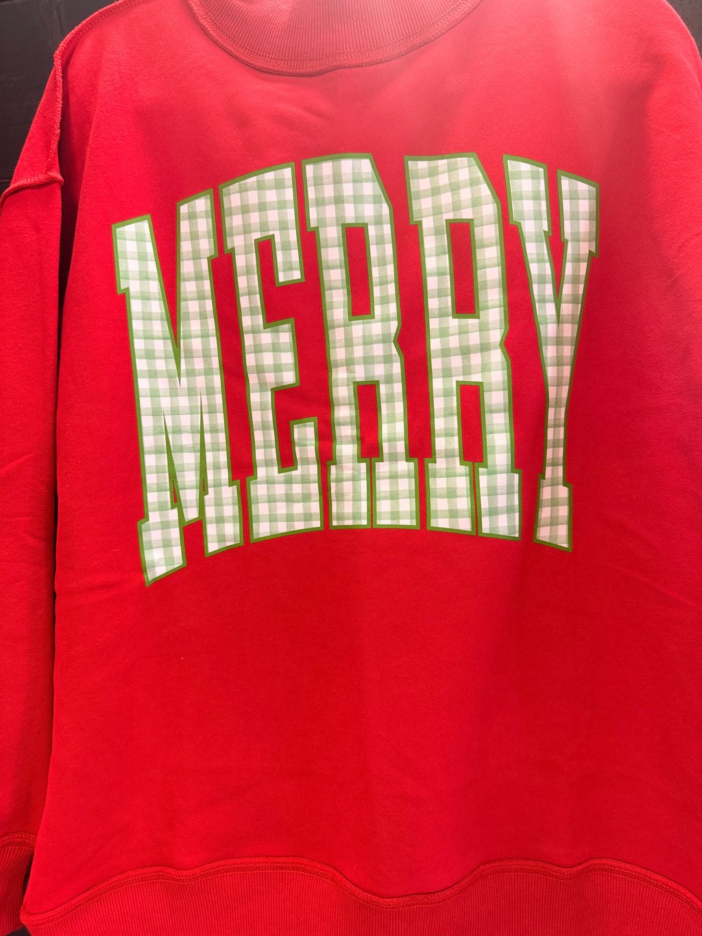 RED MOCKNECK GINGHAM MERRY