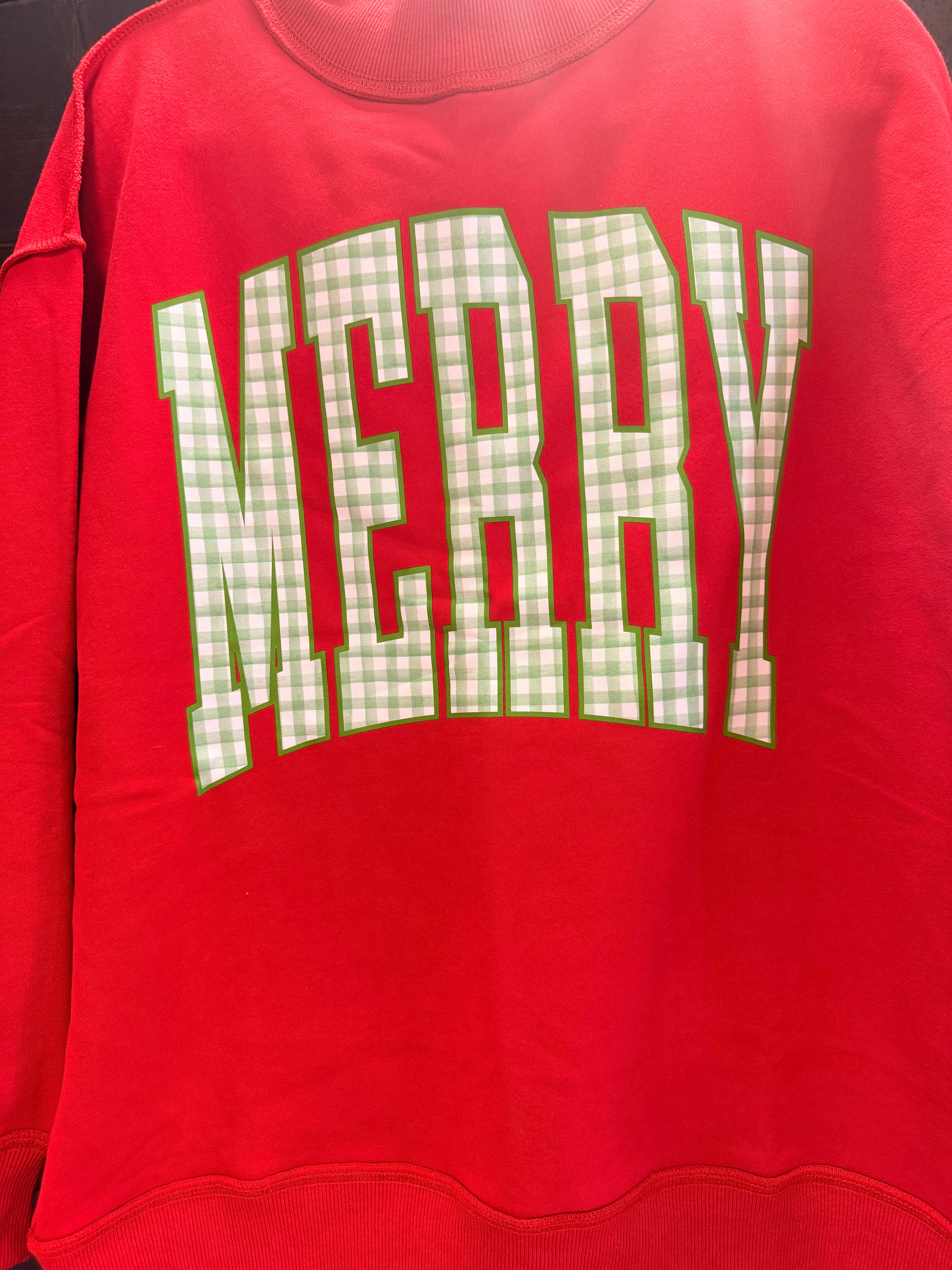 RED MOCKNECK GINGHAM MERRY
