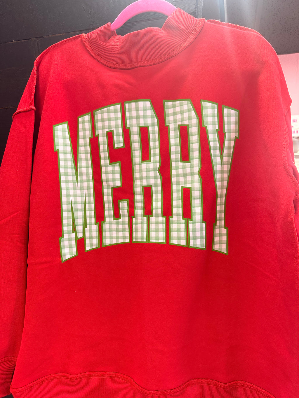 RED MOCKNECK GINGHAM MERRY