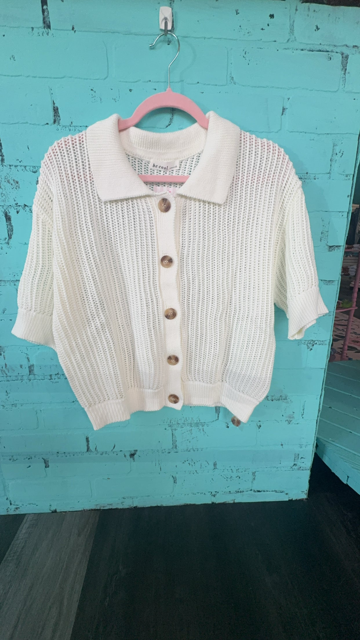 MADI SHORT SLEEVE SWEATER- CREAM
