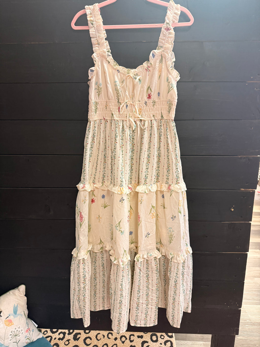 Ivory Floral Printed Sleeveless Dress