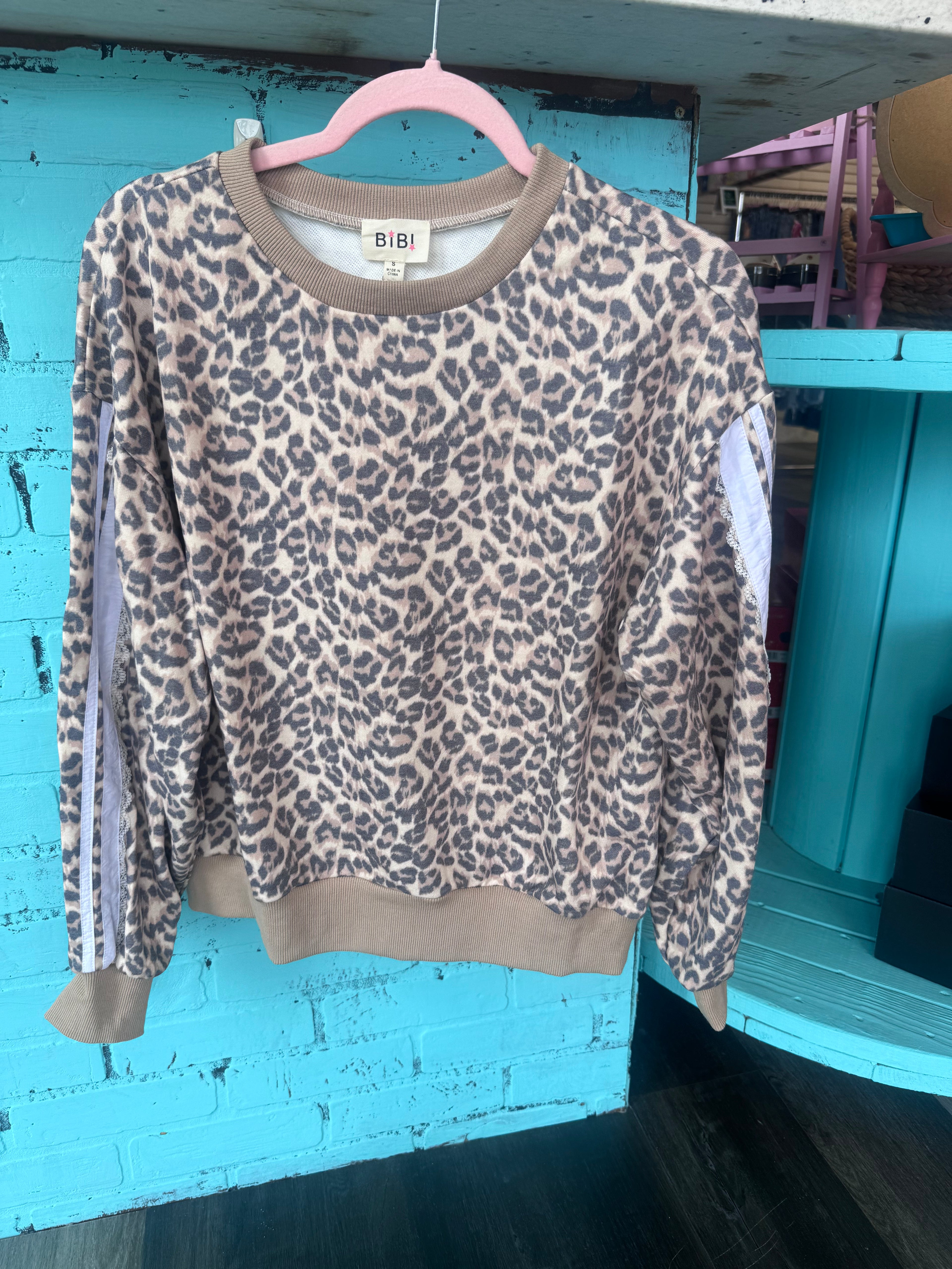 leopard french terry sweatshirt