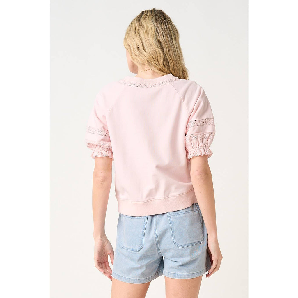LACE DETAIL PUFF SLEEVE TOP