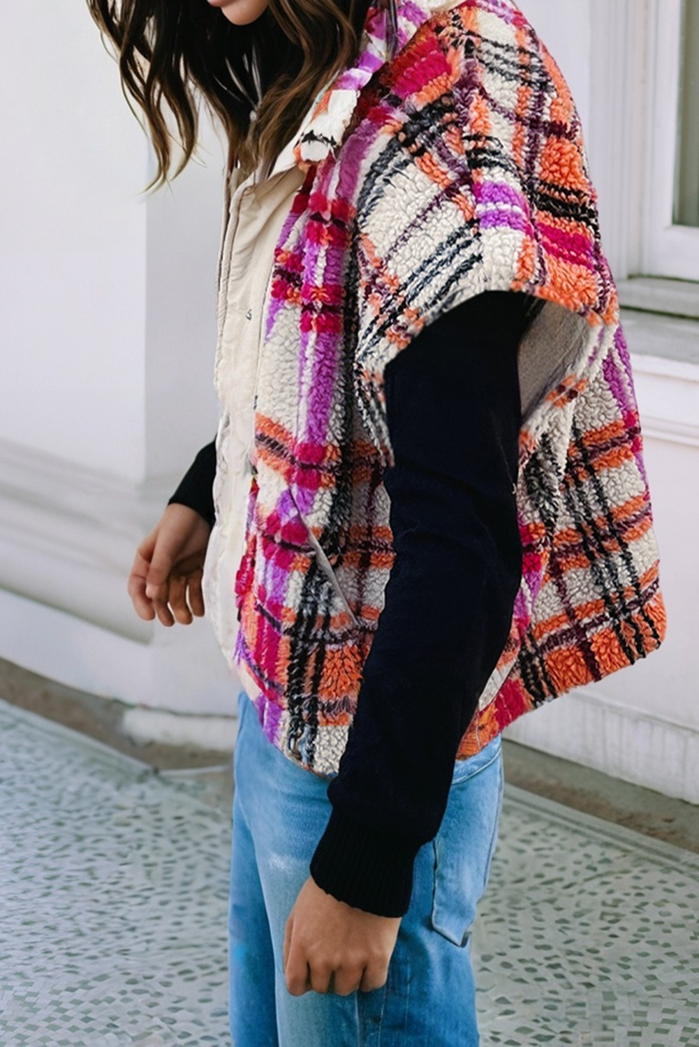 LDC Sherpa Plaid Jacket Vest - Birdie Lane Boutique