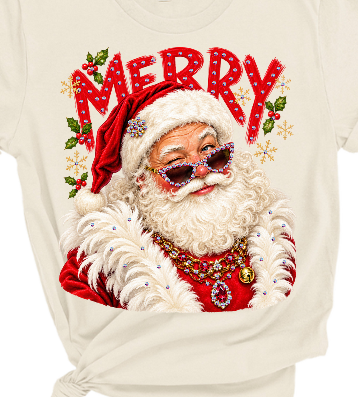 Santa Glam Rhinestone Graphic Tee