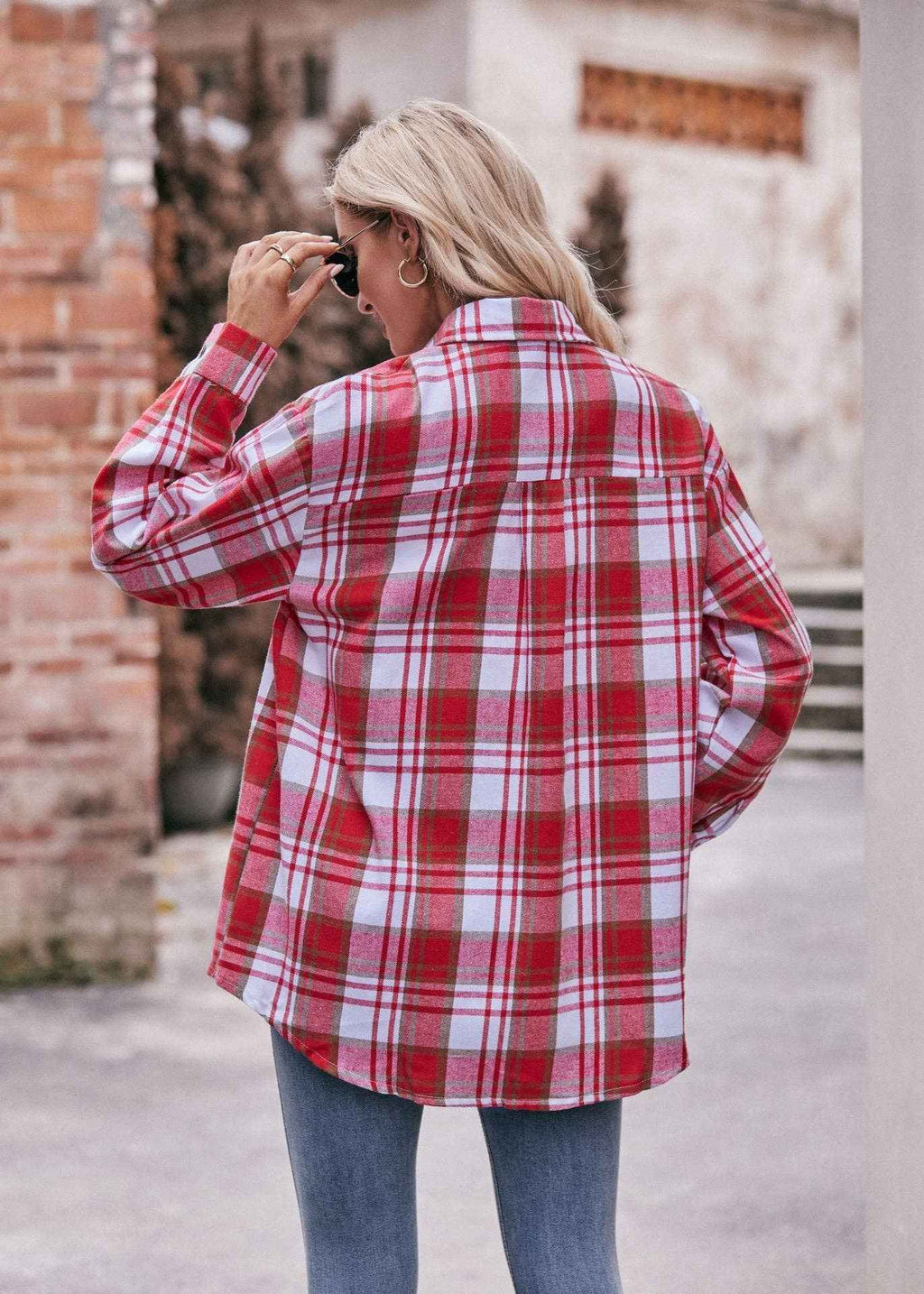 Women's Casual Fashion Oversized Loose Plaid Shirt