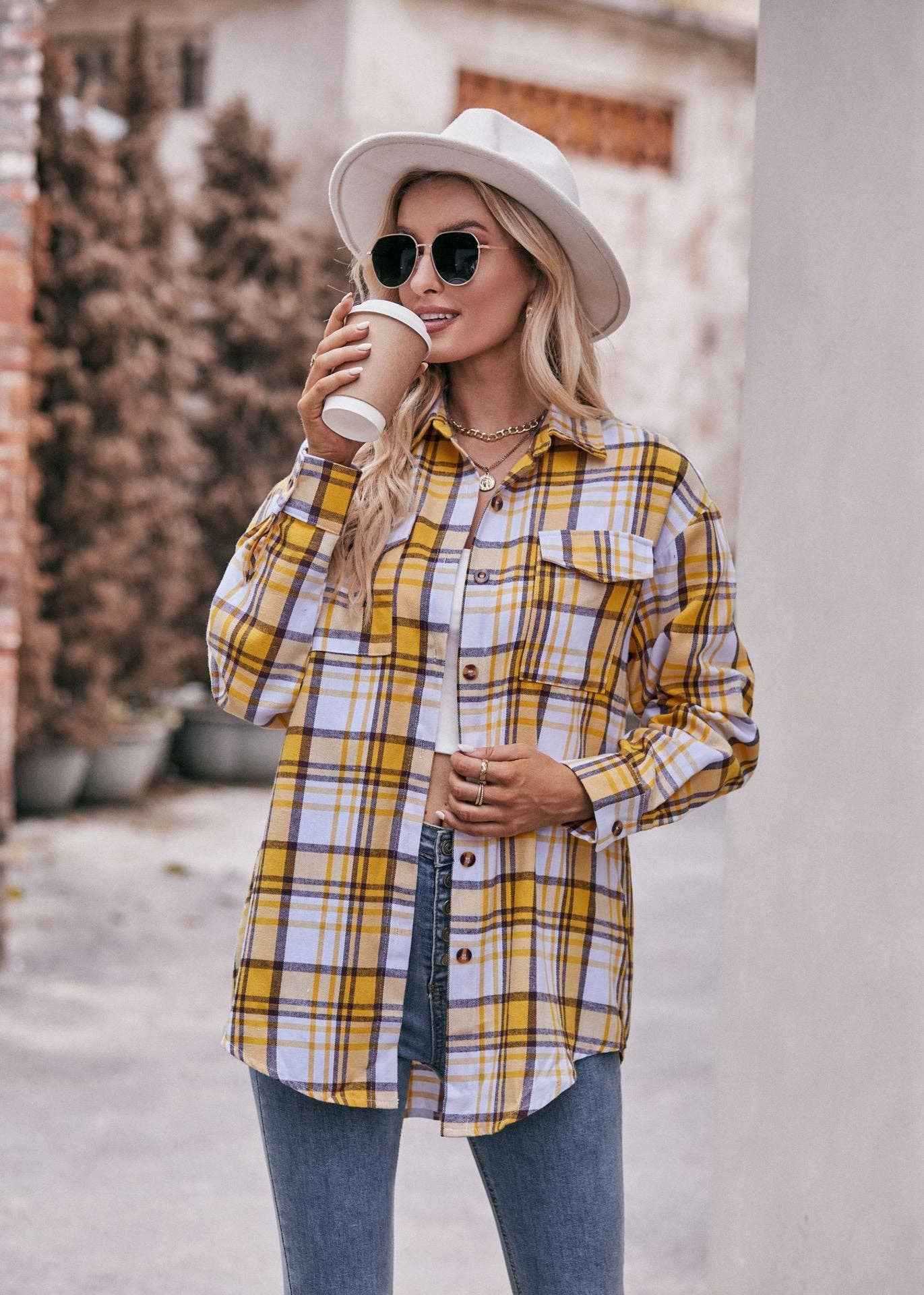 Women's Casual Fashion Oversized Loose Plaid Shirt