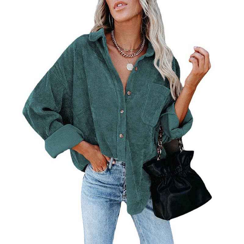 Oversized Corduroy Button-Up Shirt