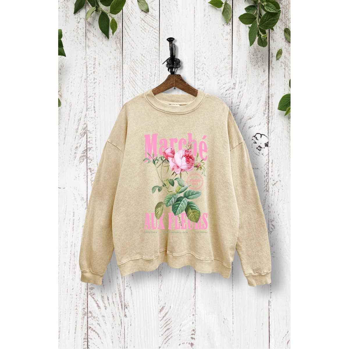 "FLOWER MARKET" FRENCH GRAPHIC MINERAL WASH SWEATSHIRT