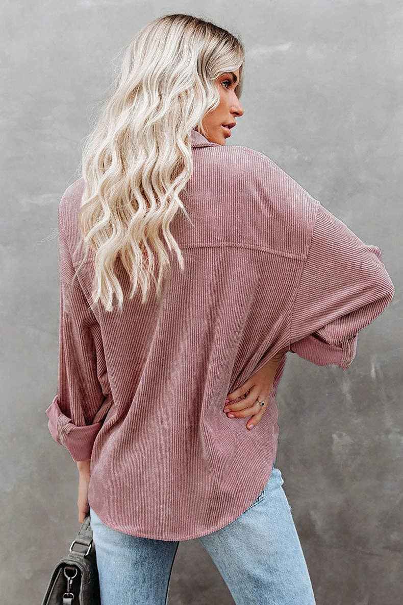 Oversized Corduroy Button-Up Shirt