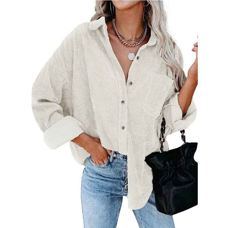 Oversized Corduroy Button-Up Shirt