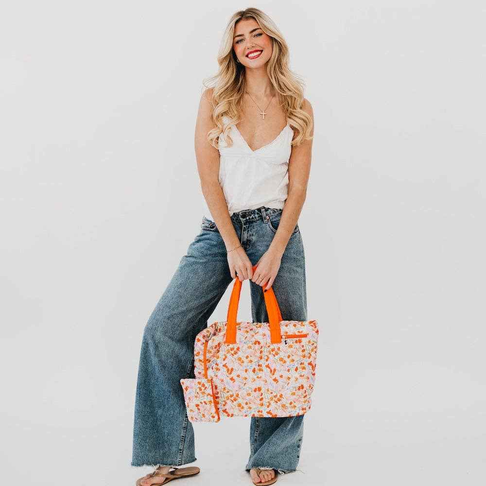 Presley Puffer Quilted Tote Bag With Pouch