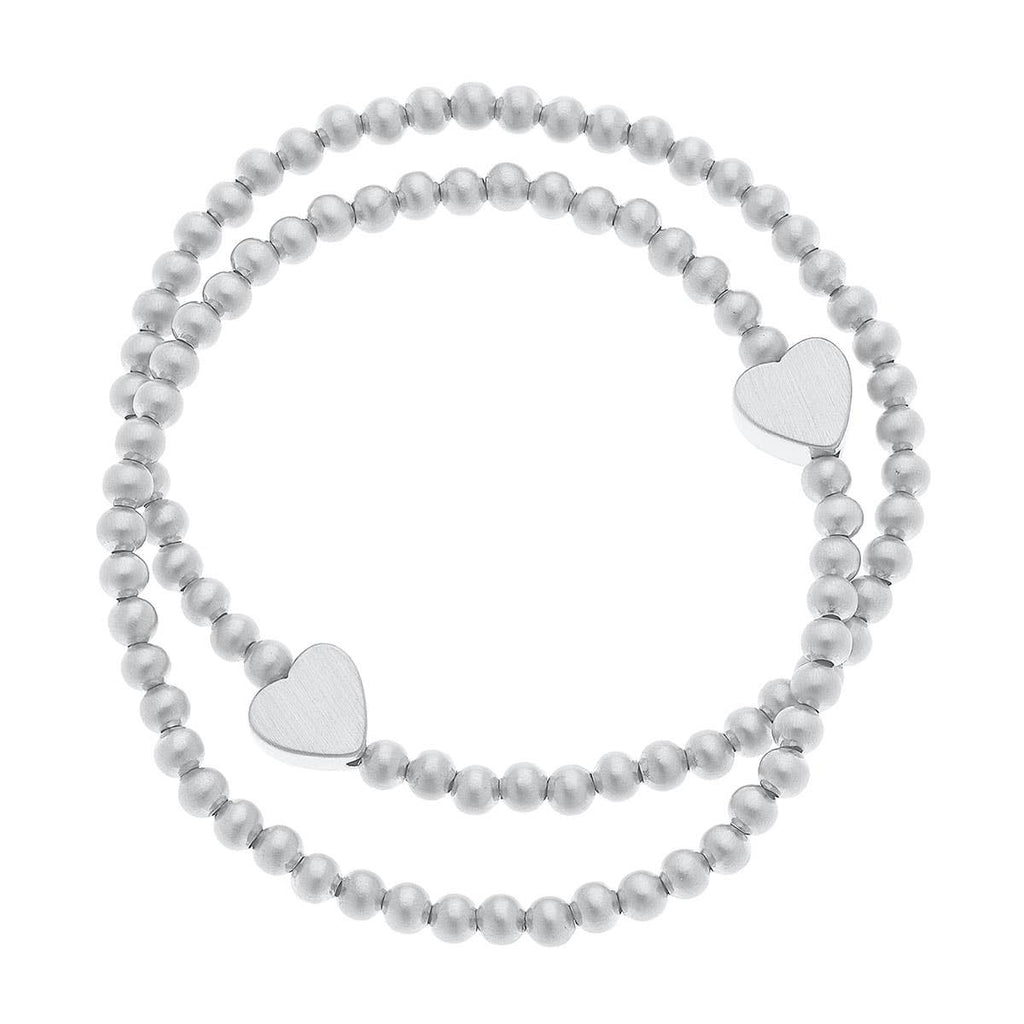Isa Heart Ball Bead Stretch Bracelets (Set of 2) - Birdie Lane Boutique