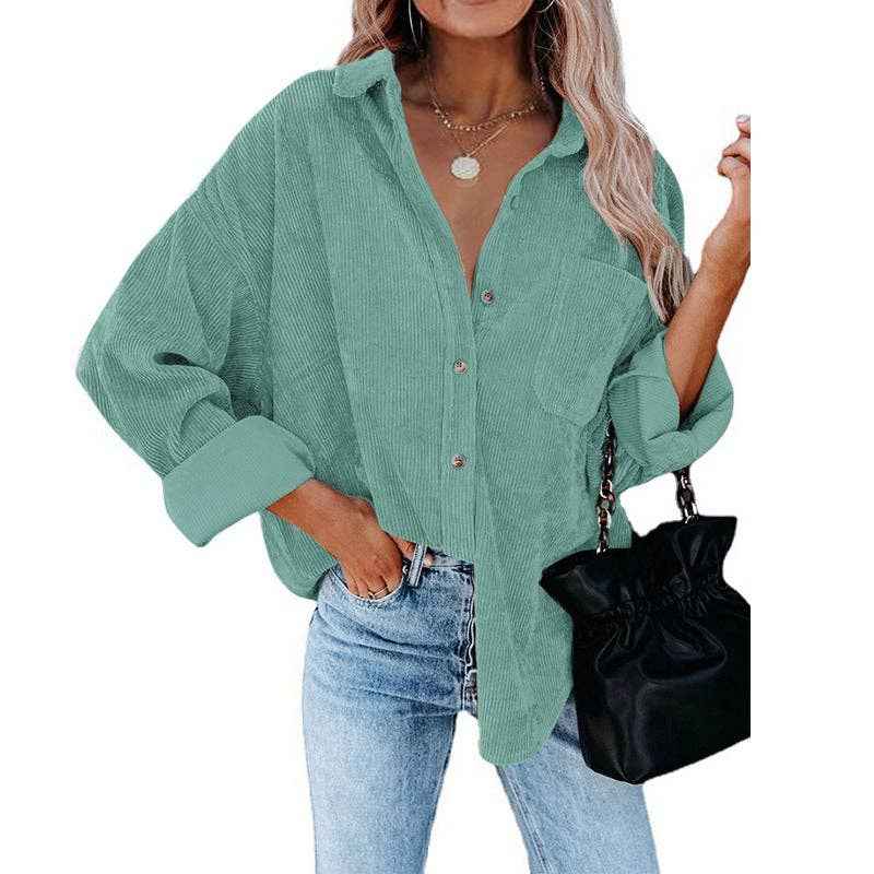 Oversized Corduroy Button-Up Shirt