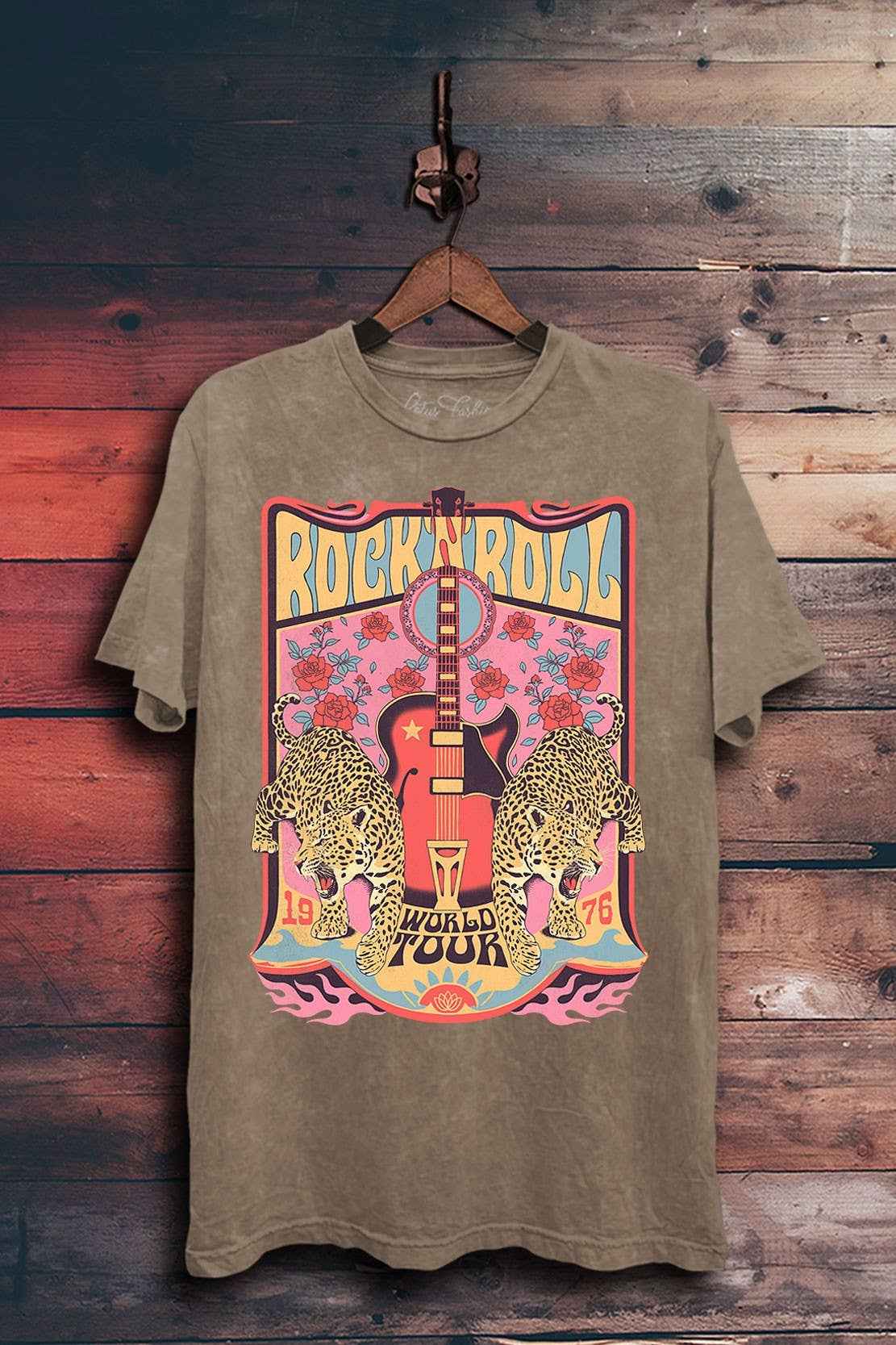 Rock Roll World Tour Leopard Graphic Top