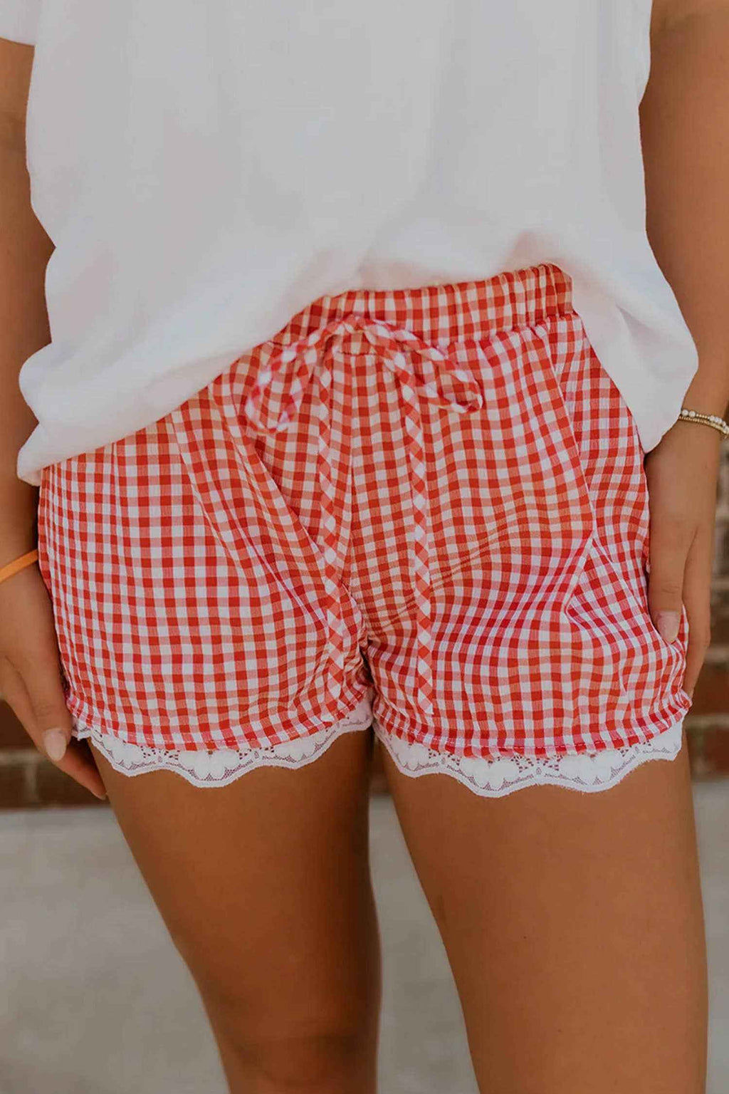 Summer 2026 fashion Gingham Print Ruffled Shorts