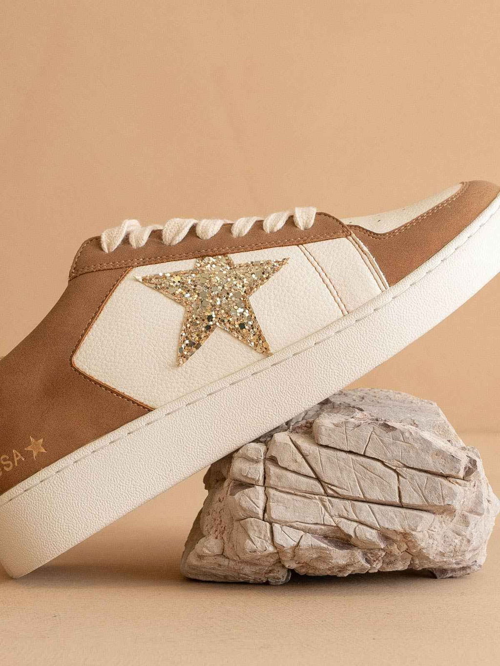 The Liberty | Camel Glitter Star Sneaker