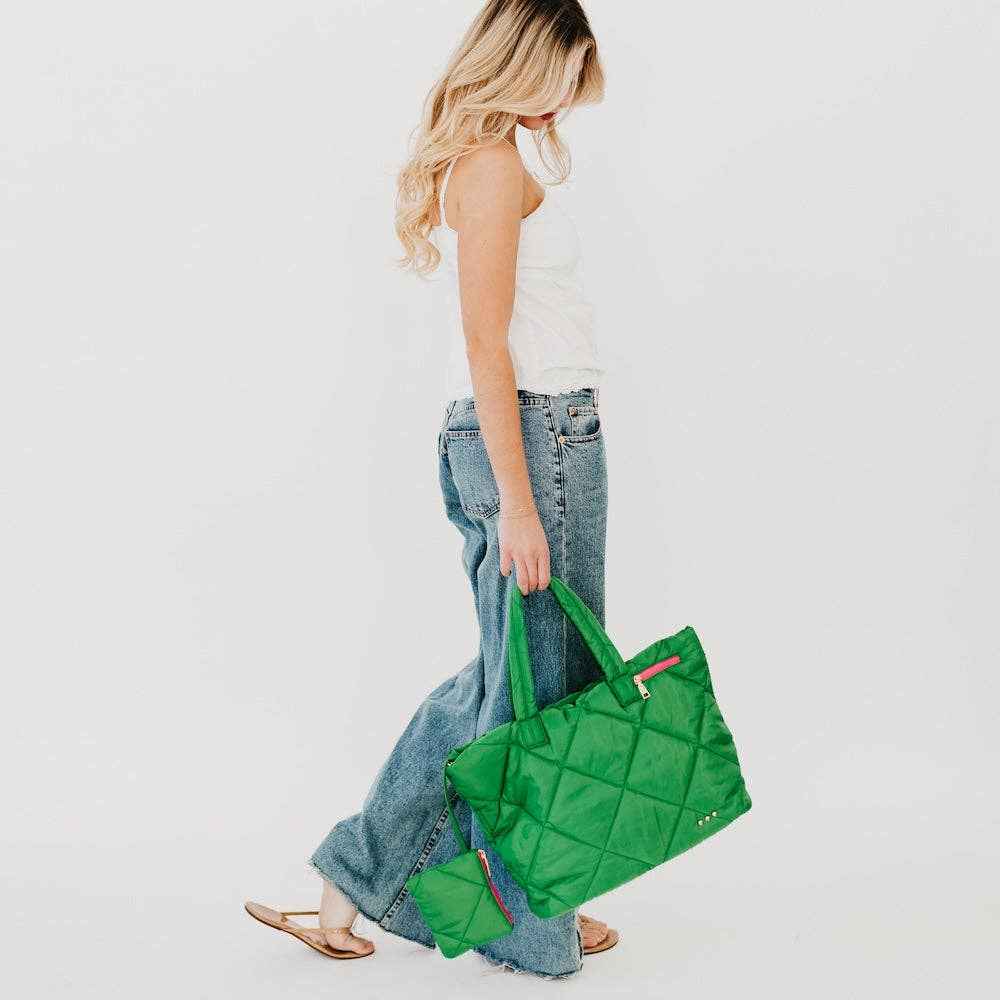 Presley Puffer Quilted Tote Bag With Pouch