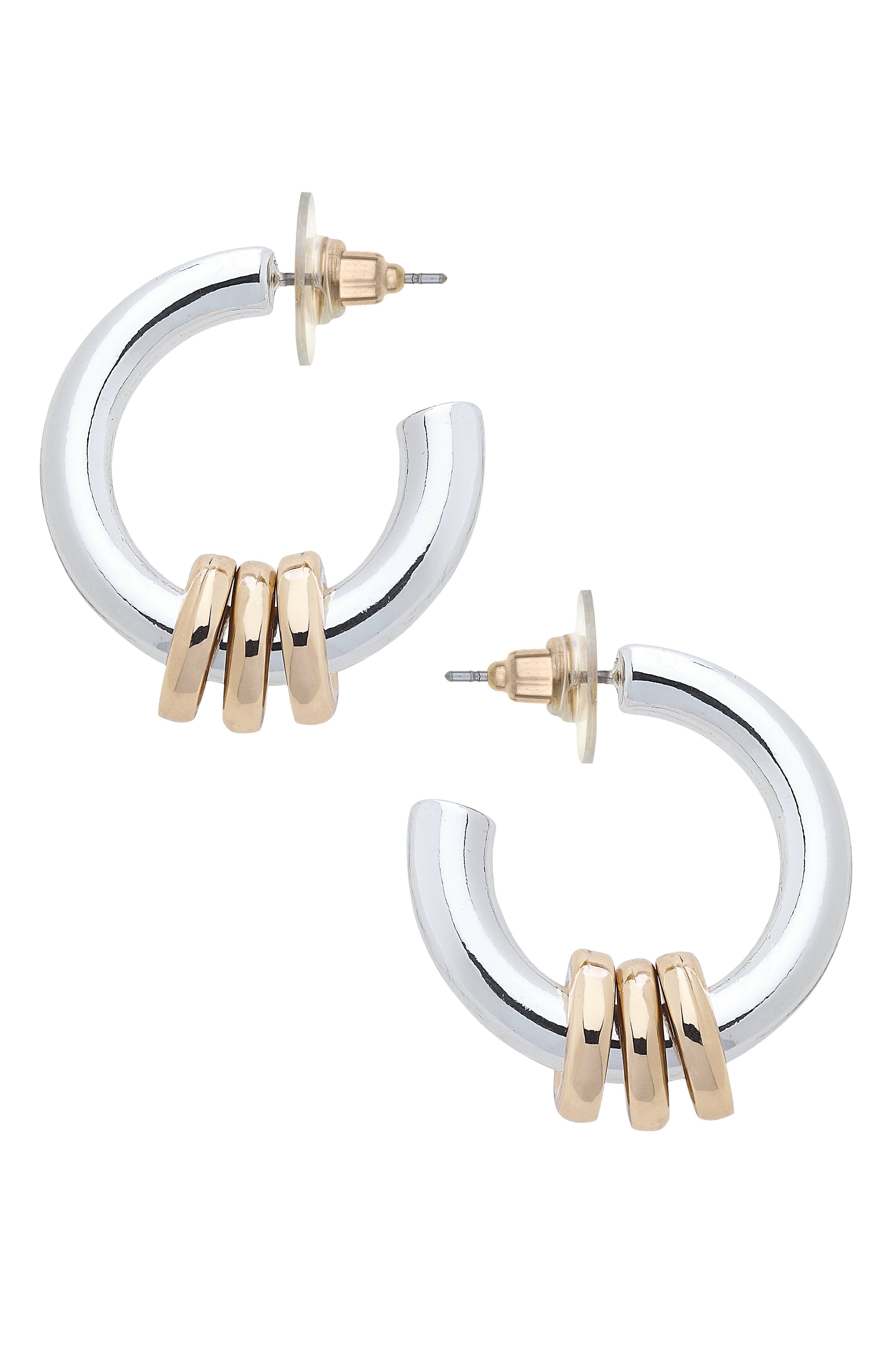 Elise Looped Hoop Earrings in Shiny Two Tone - Birdie Lane Boutique