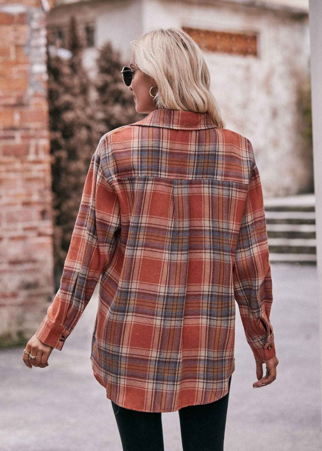Women's Casual Fashion Oversized Loose Plaid Shirt